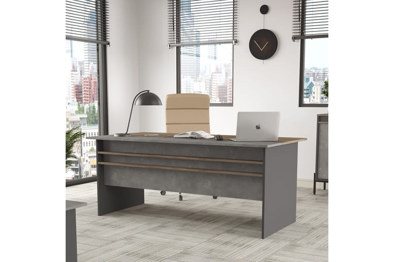 Skrivebord Urgby 180 cm - Brun/Betonggrå/Antrasitt - Skrivebord - Databord & PC bord
