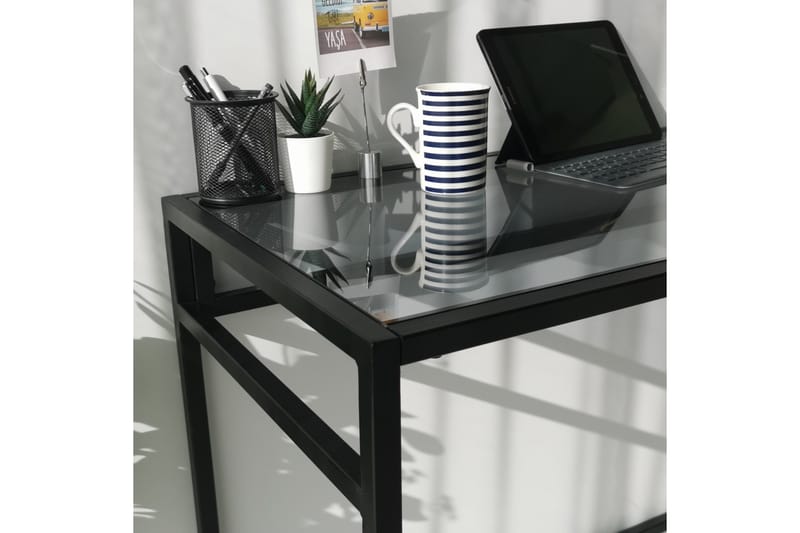 Skrivebord Vallsbo 100 cm - Glass/Røykfarget/Svart - Skrivebord - Databord & PC bord