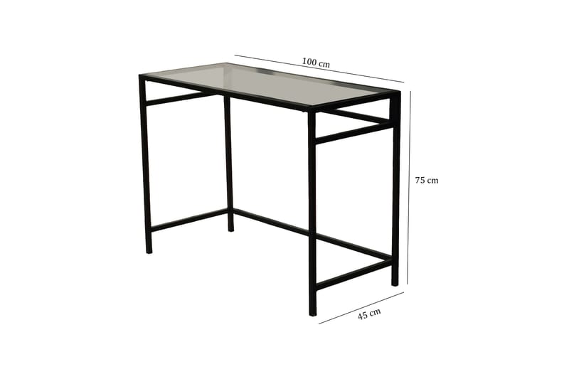 Skrivebord Vallsbo 100 cm - Glass/Røykfarget/Svart - Skrivebord - Databord & PC bord