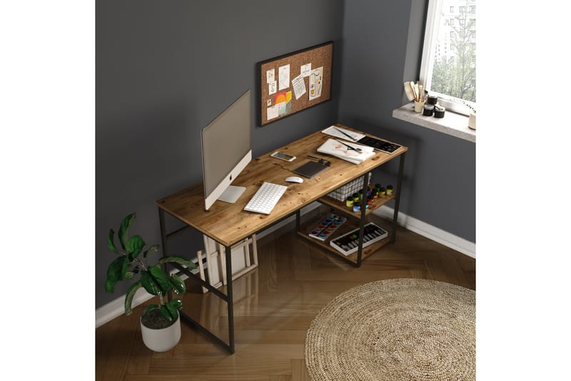 Skrivebord Vogue 160x75x160 cm med oppbevaring - Grønn - Møbler - Bord - Kontorbord - Skrivebord