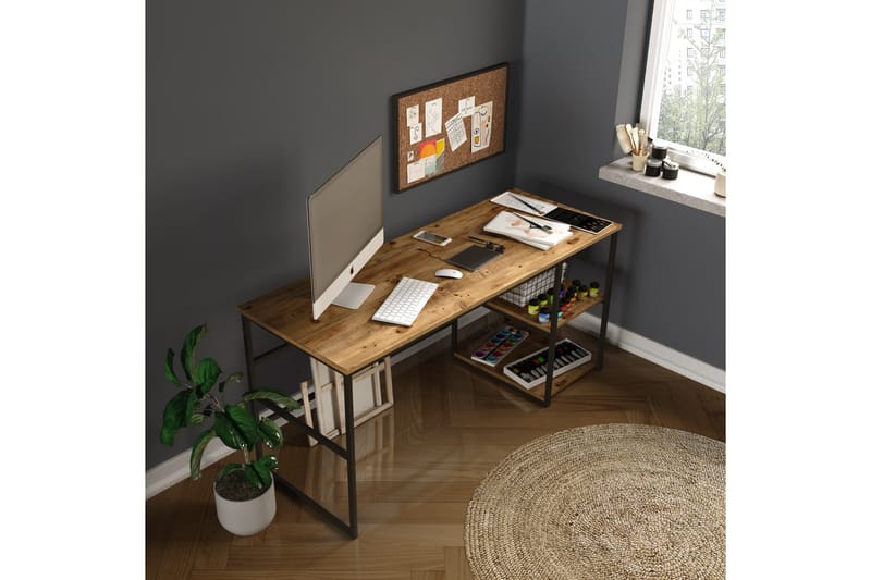 Skrivebord Vogue 160x75x160 cm med oppbevaring - Grønn - Skrivebord - Databord & PC bord