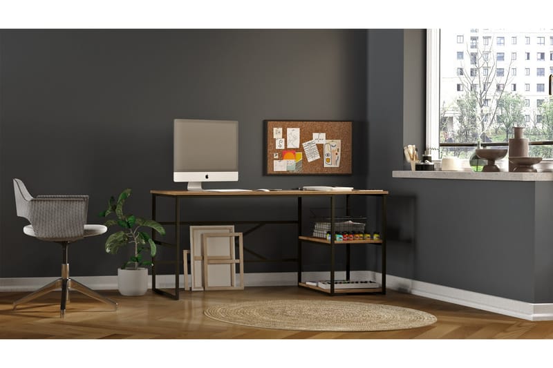 Skrivebord Vogue 160x75x160 cm med oppbevaring - Grønn - Møbler - Bord - Kontorbord - Skrivebord