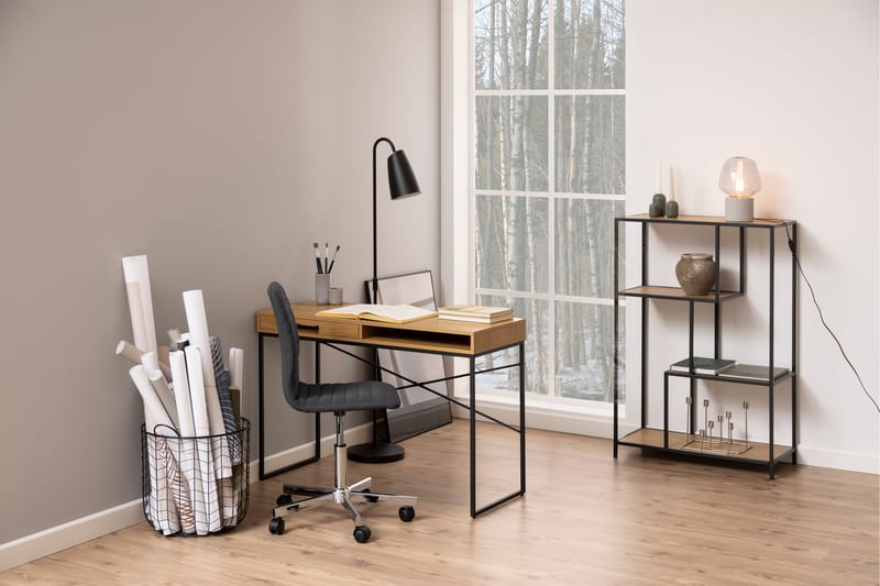 Skrivebord Walmon 110 cm med Oppbevaringsskuff - Natur/Svart - Skrivebord - Databord & PC bord