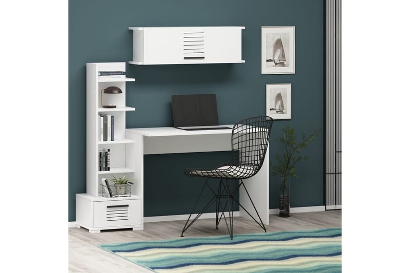 Skrivebord Walpara 120x72x120 cm med oppbevaring - Hvit - Skrivebord - Databord & PC bord