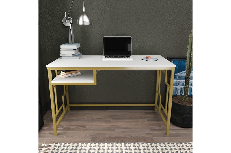 Skrivebord Wraphis 60x74,8x120 cm - Gull/Hvit - Skrivebord - Databord & PC bord
