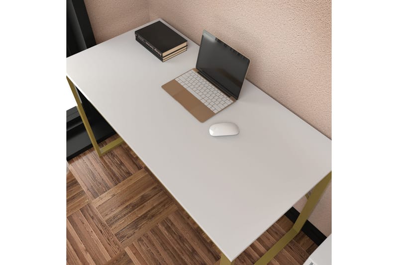 Skrivebord Wraphis 60x74x120 cm - Gull/Hvit - Møbler - Bord - Kontorbord - Skrivebord