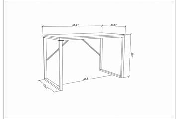 Skrivebord Wraphis 60x74x120 cm - Gull/Hvit - Møbler - Bord - Kontorbord - Skrivebord