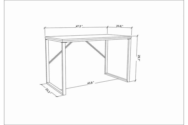 Skrivebord Wraphis 60x74x120 cm - Gull/Hvit - Møbler - Bord - Kontorbord - Skrivebord