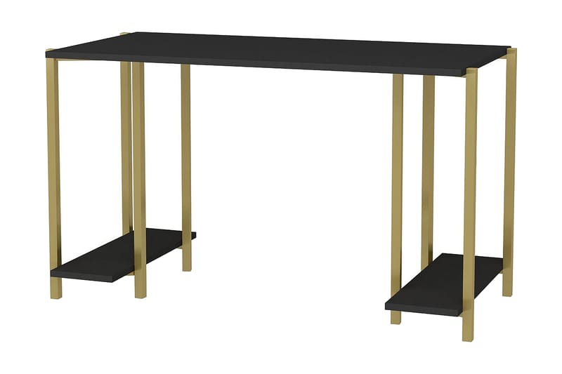 Skrivebord Yepan 60x73,8x125,2 cm med oppbevaring - Gull/Antrasitt - Møbler - Bord - Kontorbord - Skrivebord