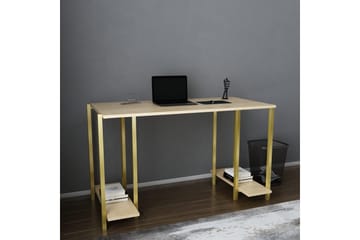 Skrivebord Yepan 60x73,8x125,2 cm med oppbevaring - Gull/Brun - Møbler - Bord - Kontorbord - Skrivebord