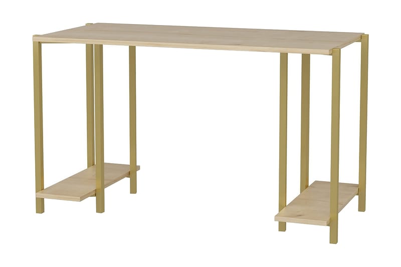 Skrivebord Yepan 60x73,8x125,2 cm med oppbevaring - Gull/Brun - Møbler - Bord - Kontorbord - Skrivebord