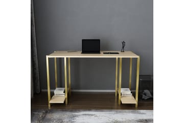 Skrivebord Yepan 60x73,8x125,2 cm med oppbevaring - Gull/Brun - Møbler - Bord - Kontorbord - Skrivebord