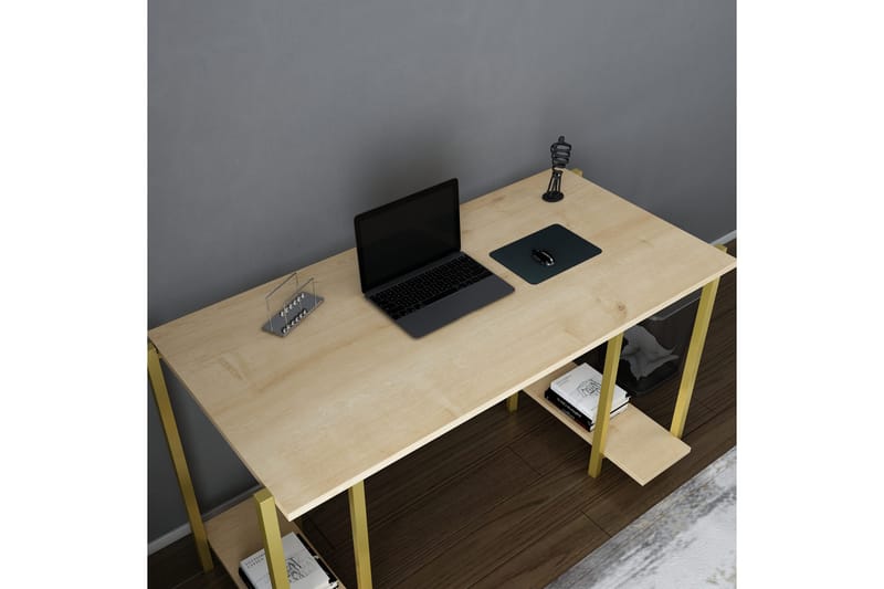 Skrivebord Yepan 60x73,8x125,2 cm med oppbevaring - Gull/Brun - Møbler - Bord - Kontorbord - Skrivebord