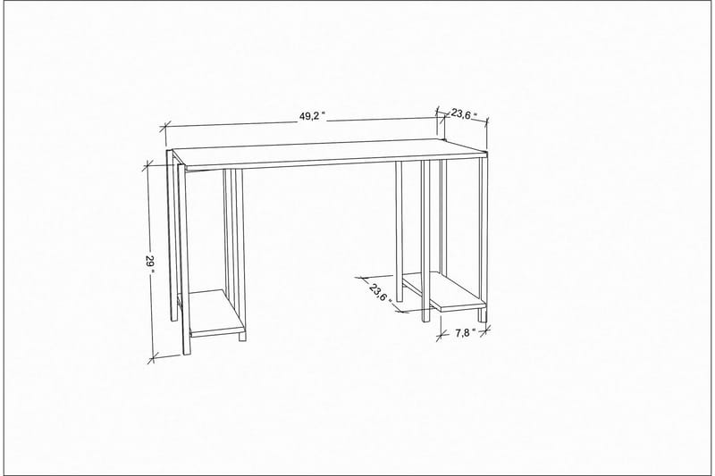 Skrivebord Yepan 60x73,8x125,2 cm med oppbevaring - Gull/Brun - Møbler - Bord - Kontorbord - Skrivebord