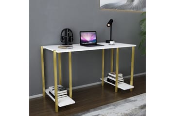 Skrivebord Yepan 60x73,8x125,2 cm med oppbevaring - Gull/Hvit - Møbler - Bord - Kontorbord - Skrivebord