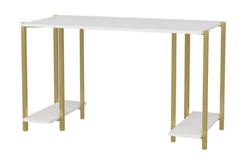 Skrivebord Yepan 60x73,8x125,2 cm med oppbevaring - Gull/Hvit - Møbler - Bord - Kontorbord - Skrivebord