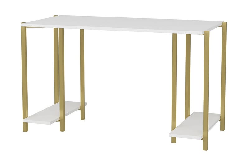 Skrivebord Yepan 60x73,8x125,2 cm med oppbevaring - Gull/Hvit - Møbler - Bord - Kontorbord - Skrivebord