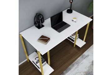 Skrivebord Yepan 60x73,8x125,2 cm med oppbevaring - Gull/Hvit - Møbler - Bord - Kontorbord - Skrivebord