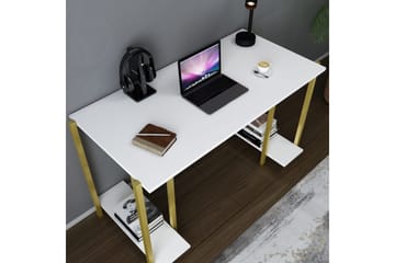 Skrivebord Yepan 60x73,8x125,2 cm med oppbevaring - Gull/Hvit - Møbler - Bord - Kontorbord - Skrivebord