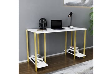 Skrivebord Yepan 60x73,8x125,2 cm med oppbevaring - Gull/Hvit - Møbler - Bord - Kontorbord - Skrivebord