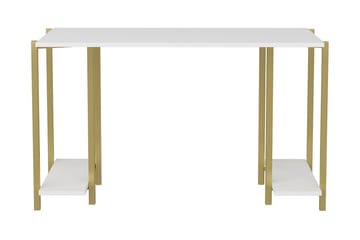 Skrivebord Yepan 60x73,8x125,2 cm med oppbevaring - Gull/Hvit - Møbler - Bord - Kontorbord - Skrivebord
