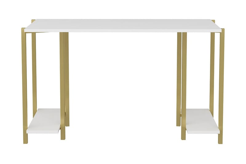 Skrivebord Yepan 60x73,8x125,2 cm med oppbevaring - Gull/Hvit - Møbler - Bord - Kontorbord - Skrivebord