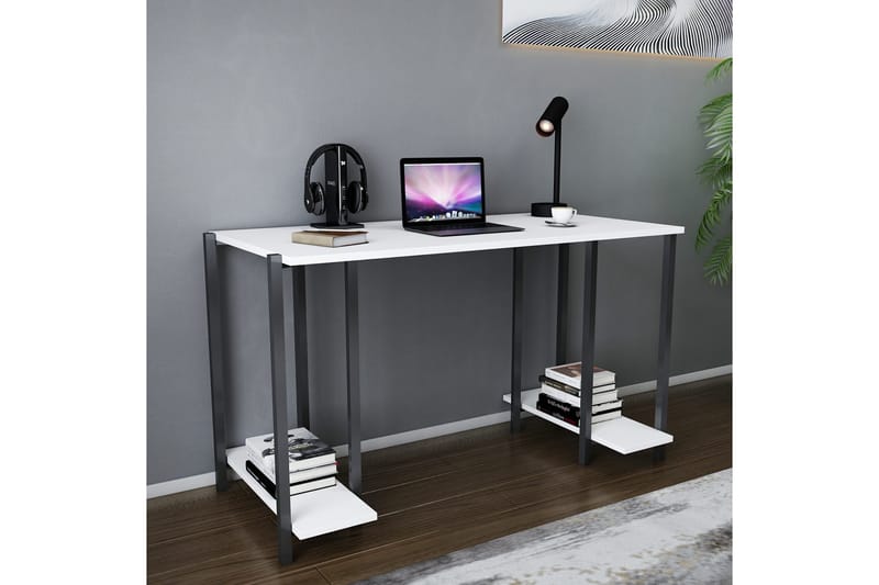 Skrivebord Yepan 60x73,8x125,2 cm med oppbevaring - Svart/Hvit - Møbler - Bord - Kontorbord - Skrivebord