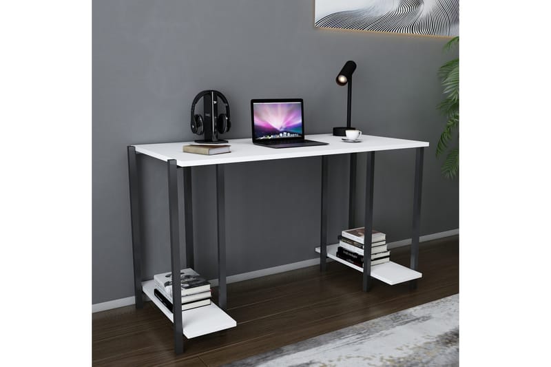 Skrivebord Yepan 60x73,8x125,2 cm med oppbevaring - Svart/Hvit - Møbler - Bord - Kontorbord - Skrivebord