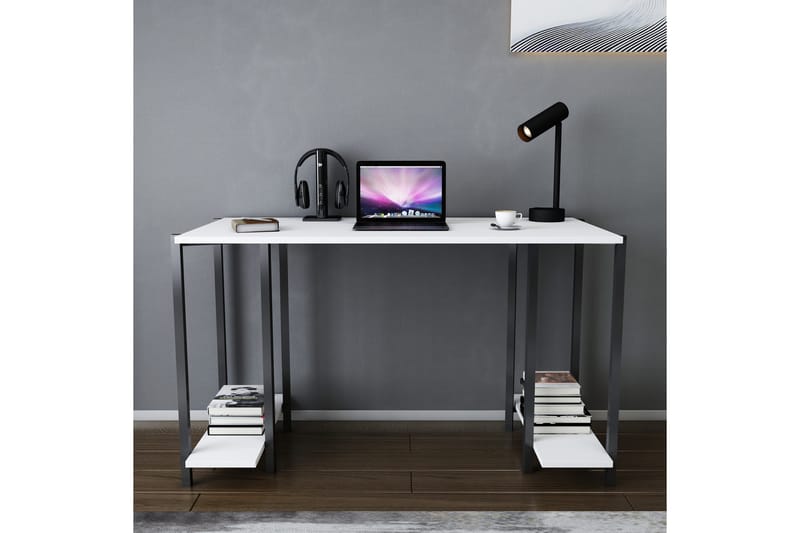 Skrivebord Yepan 60x73,8x125,2 cm med oppbevaring - Svart/Hvit - Møbler - Bord - Kontorbord - Skrivebord