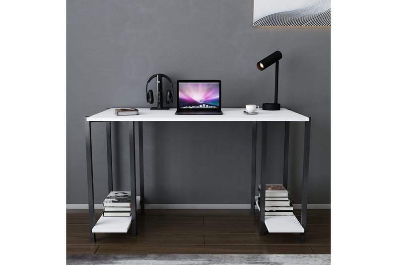 Skrivebord Yepan 60x73,8x125,2 cm med oppbevaring - Svart/Hvit - Møbler - Bord - Kontorbord - Skrivebord