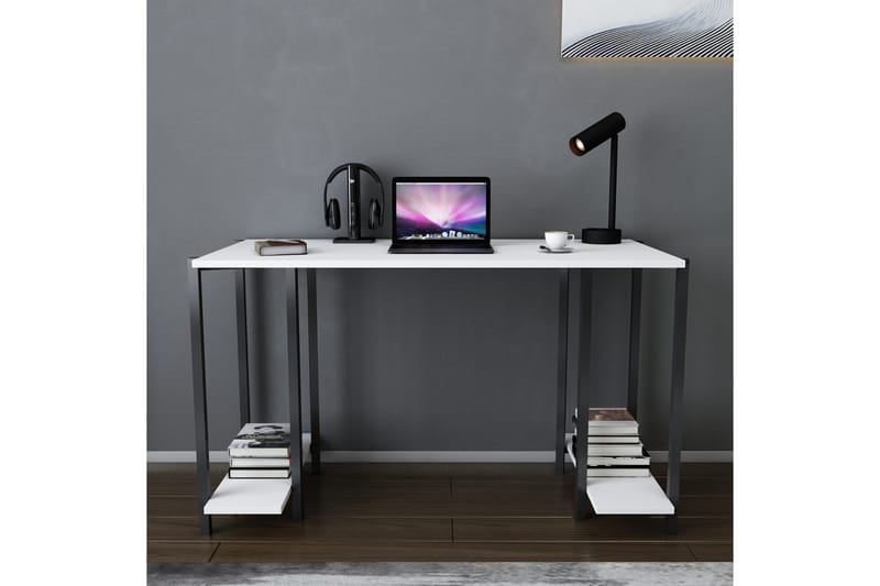 Skrivebord Yepan 60x73,8x125,2 cm med oppbevaring - Svart/Hvit - Skrivebord - Databord & PC bord