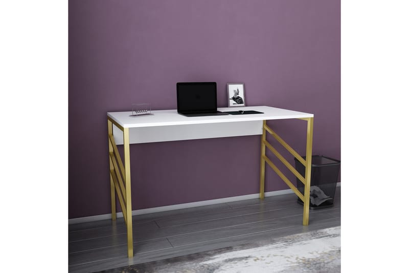 Skrivebord Yepan 60x74,8x120 cm - Gull/Hvit - Skrivebord - Databord & PC bord