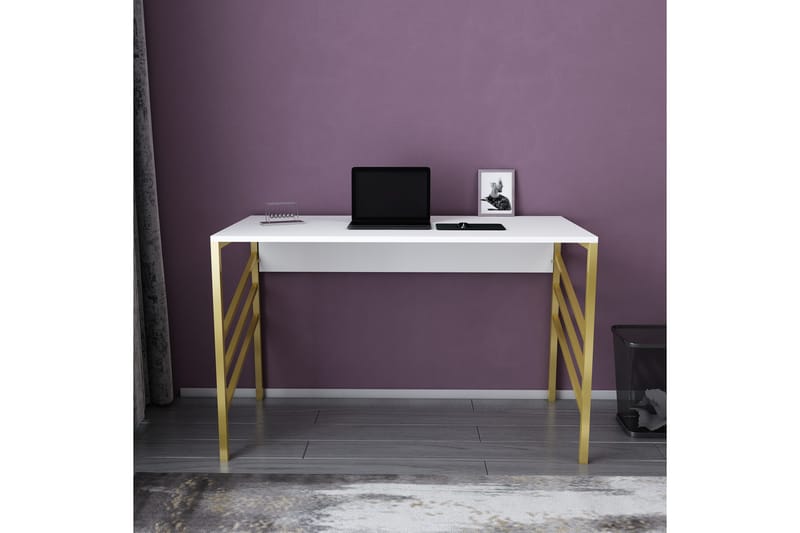 Skrivebord Yepan 60x74,8x120 cm - Gull/Hvit - Skrivebord - Databord & PC bord