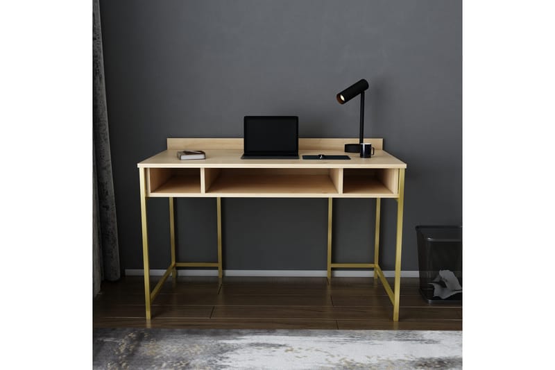 Skrivebord Yepan 60x74,8x120 cm med oppbevaring - Gull/Brun - Skrivebord - Databord & PC bord