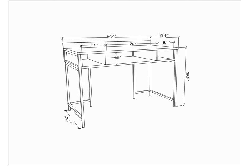 Skrivebord Yepan 60x74,8x120 cm med oppbevaring - Hvit - Skrivebord - Databord & PC bord
