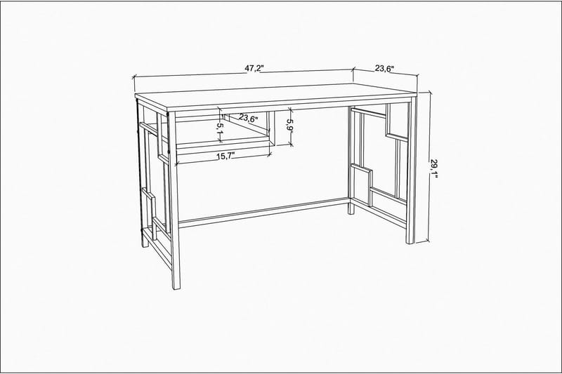 Skrivebord Yepan 60x74,8x120 cm - Svart/Antrasitt - Skrivebord - Databord & PC bord