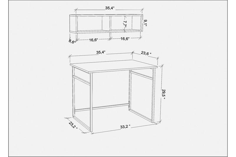 Skrivebord Yepan 60x75x90 cm - Gull/Brun - Skrivebord - Databord & PC bord