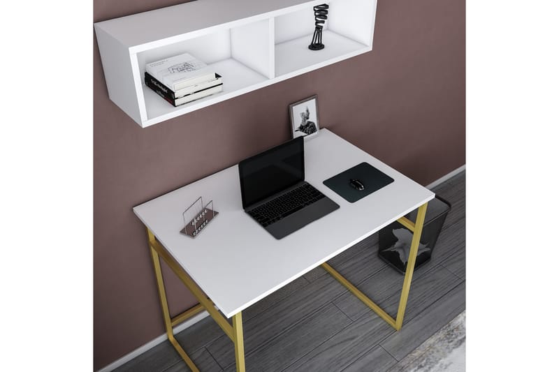 Skrivebord Yepan 60x75x90 cm - Gull/Hvit - Skrivebord - Databord & PC bord