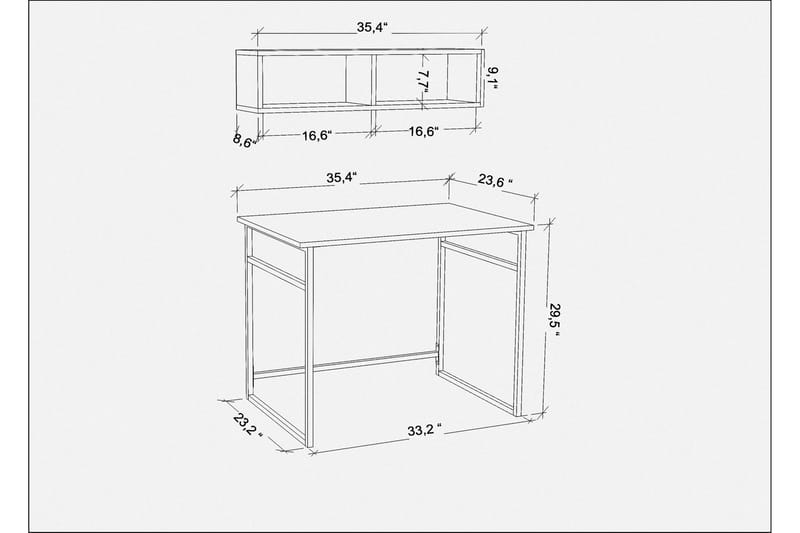 Skrivebord Yepan 60x75x90 cm - Hvit - Skrivebord - Databord & PC bord