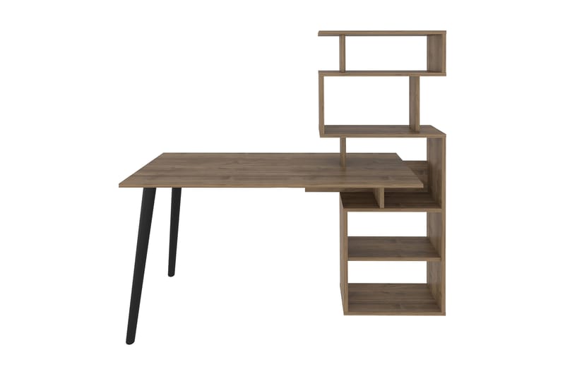 Skrivebord Zakkum 55x146,4x133 cm med oppbevaring - Brun - Skrivebord - Databord & PC bord