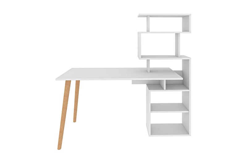 Skrivebord Zakkum 55x146,4x133 cm med oppbevaring - Hvit - Skrivebord - Databord & PC bord