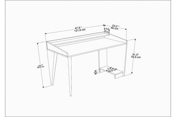 Skrivebord Zakkum 59x88,3x121,8 cm med oppbevaring - Brun - Møbler - Bord - Kontorbord - Skrivebord