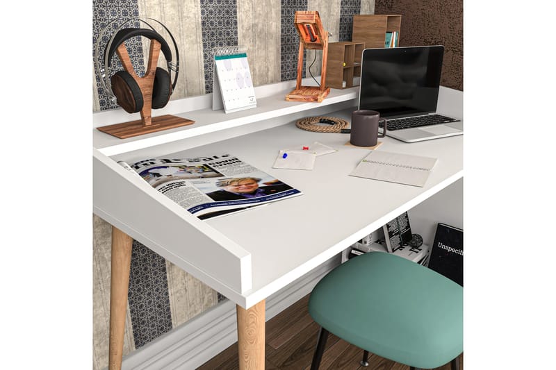 Skrivebord Zakkum 59x88,3x121,8 cm med oppbevaring - Hvit - Møbler - Bord - Kontorbord - Skrivebord