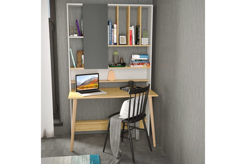 Skrivebord Zakkum 60x196,6x120 cm med oppbevaring - Hvit - Skrivebord - Databord & PC bord