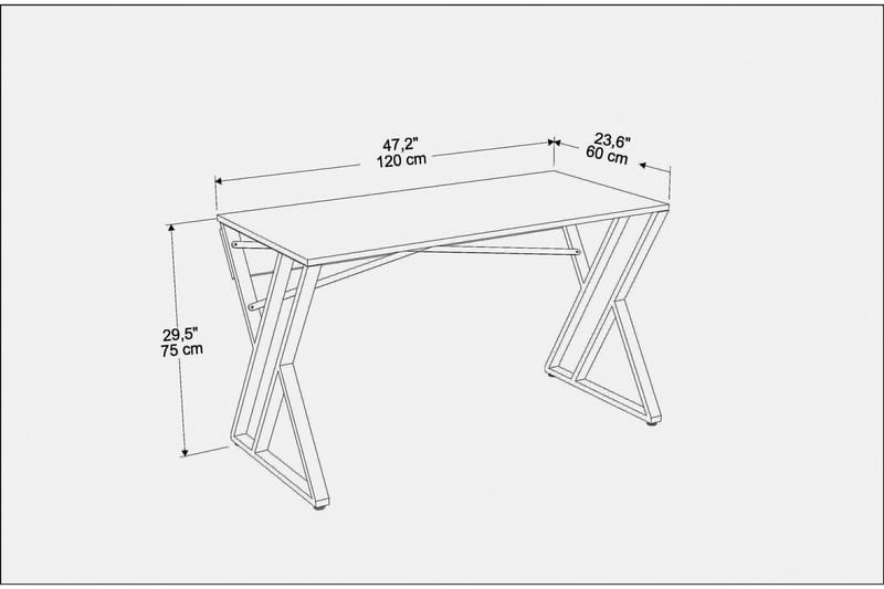 Skrivebord Zakkum 60x75x120 cm - Hvit - Skrivebord - Databord & PC bord