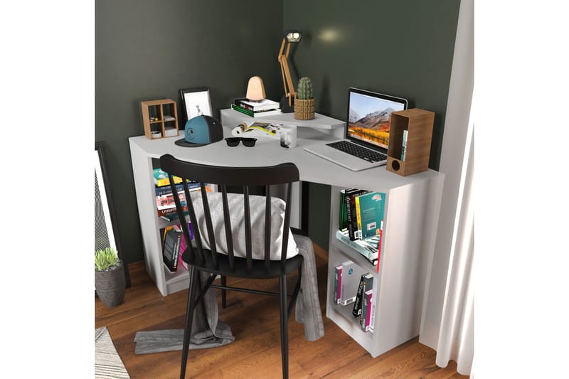 Skrivebord Zakkum 90x76,8x120 cm med oppbevaring - Hvit - Skrivebord - Databord & PC bord