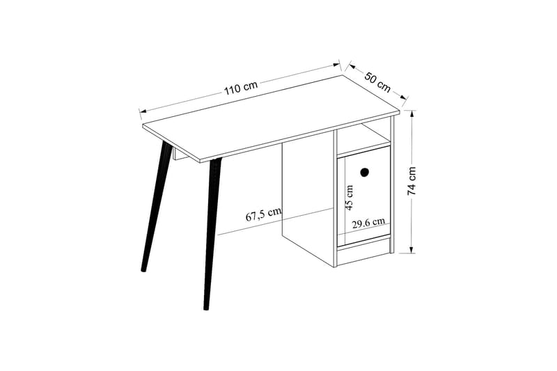 Skrivebord Zegerslot 110 cm - Hvit / Natur - Skrivebord - Databord & PC bord