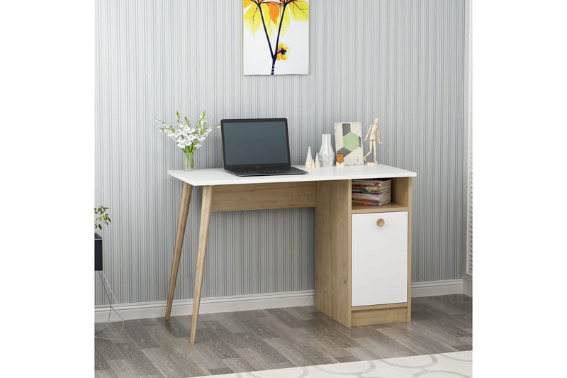 Skrivebord Zegerslot 110 cm - Hvit / Natur - Skrivebord - Databord & PC bord