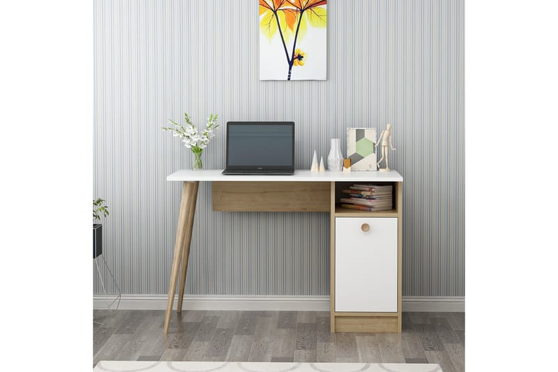Skrivebord Zegerslot 110 cm - Hvit / Natur - Skrivebord - Databord & PC bord
