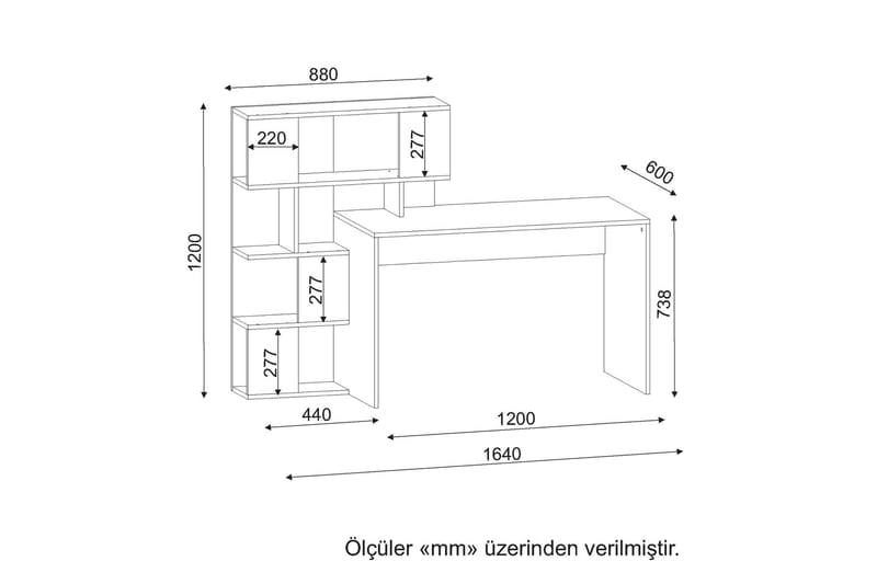 Skrivebord Zilva 164 cm med Oppbevaring - Hvit/Valnøttsbrun - Skrivebord - Databord & PC bord